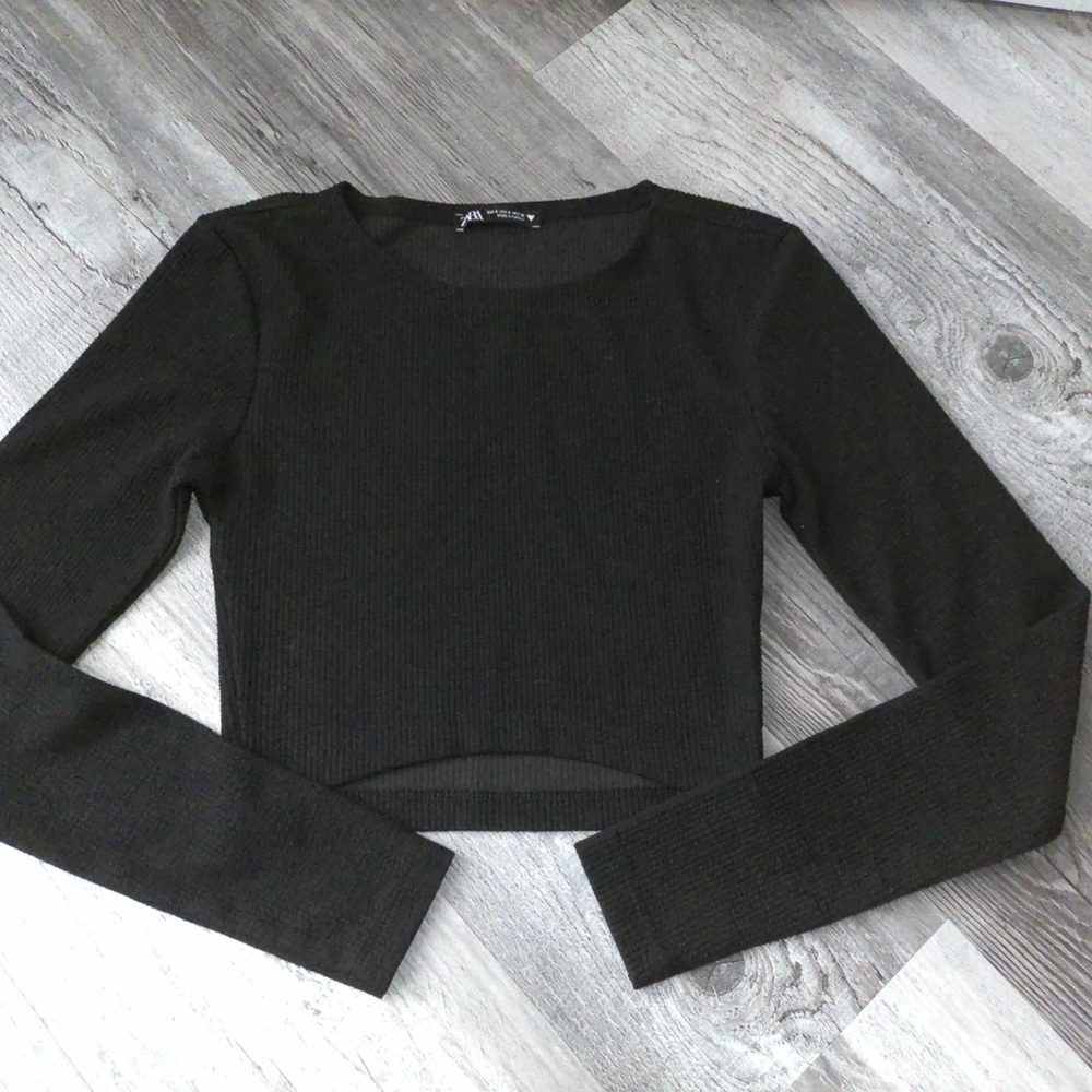Zara Elegant Black Long Sleeve Top